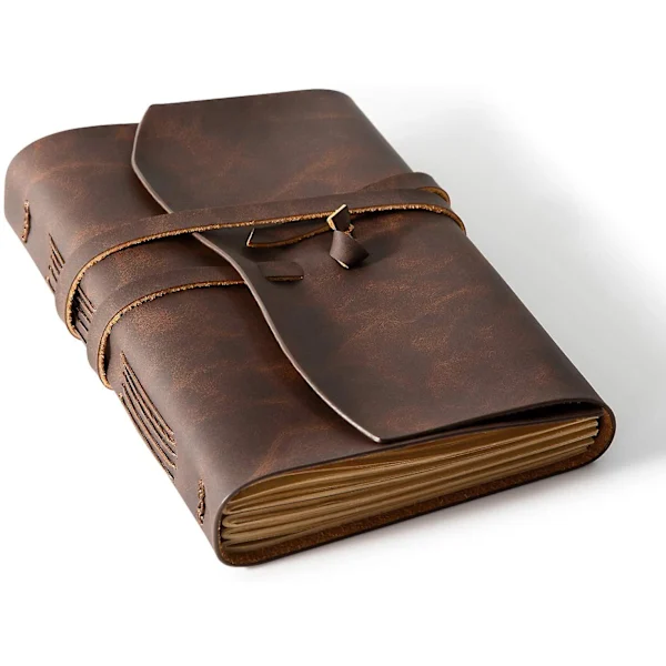 Caderno De Couro, Diário Encadernado Em Couro Para Homens, Caderno De Viagem Com Linhas E Caderno Para Anotações Pessoais, Marrom, 160 Páginas