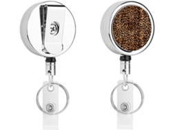 Chaveiro Retrátil Redondo Com Estampa De Leopardo, Em Aço Inoxidável, Resistente, Com Cordão De Nylon E Clipe Cinto