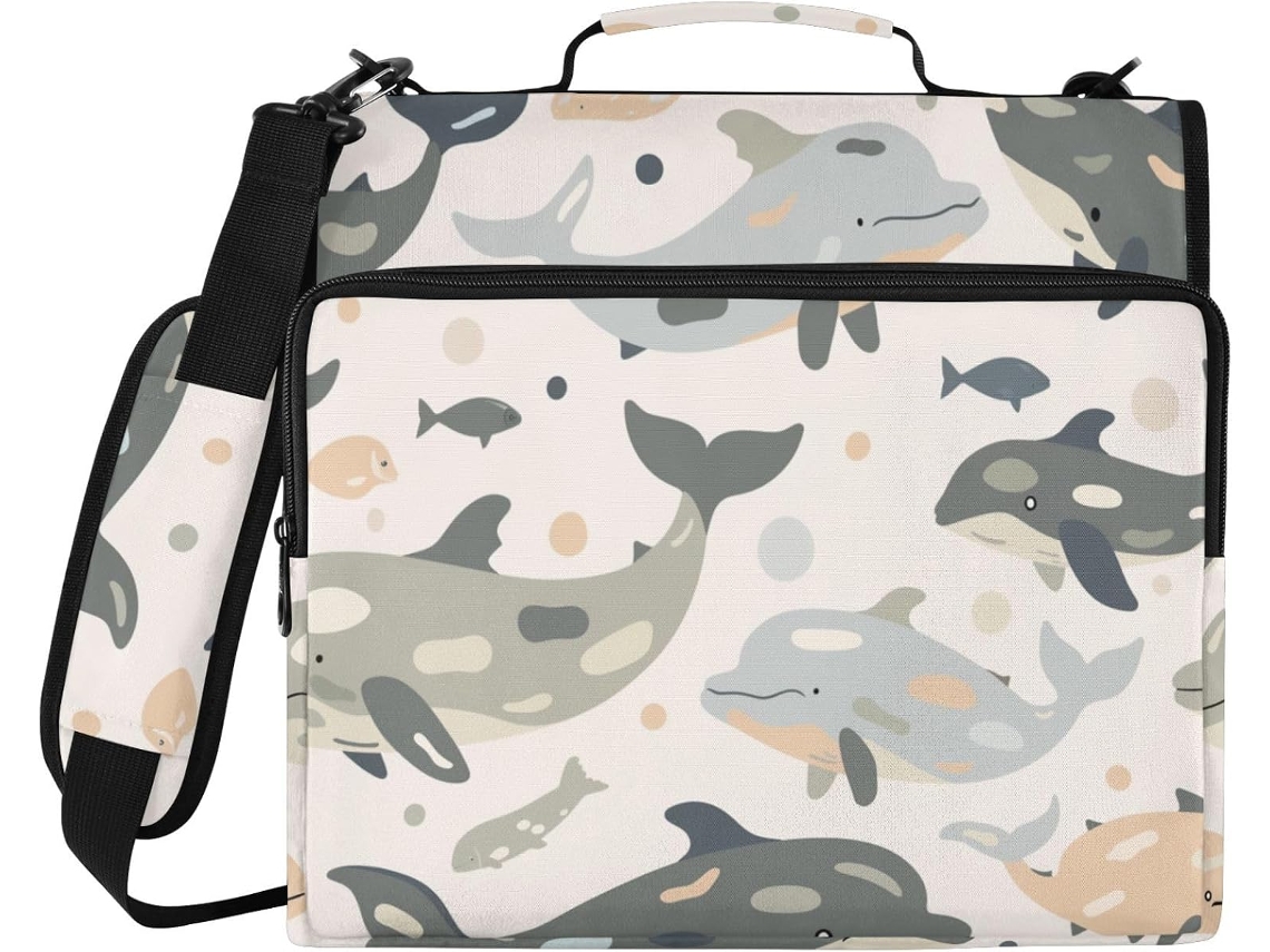 Pasta Camuflada Em Tons Suaves Com 3 Argolas E Zíper Resistente Alça De Ombro, Vários Bolsos Documentos, Arquivos