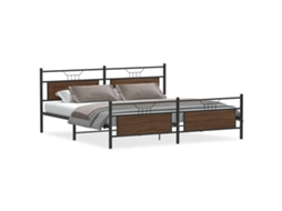 Bed Frame, Bed Frames Vidaxl Marrom Aço (200 X 200 Cm)