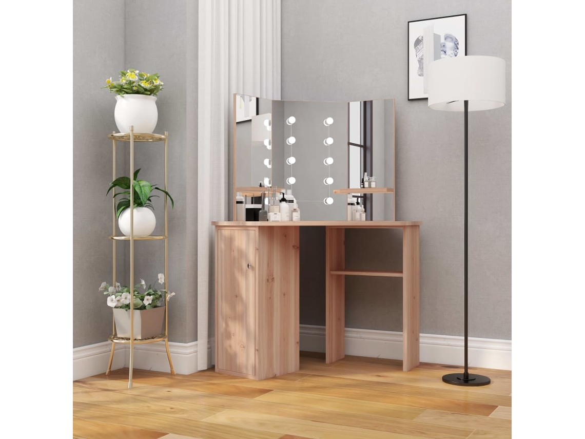 Vidaxl Toucador De Canto Com Led 111x54x141,5 Cm Carvalho