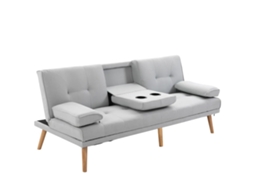 Sofá cama 3 Assentos Linho Cinza Claro 181x77x72cm Moderno