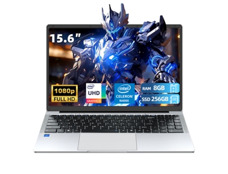 Tela IPS de 15,6 polegadas (1920 x 1080), processador Intel Celeron N4000, 8 GB de RAM, SSD de 256 GB, Wi-Fi 5, Bluetooth 4.2, teclado retroiluminado e Windows XP.