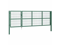Portão de jardim com postes 350x120 cm Aço Verde. EXCLUSIVO DA MAISON