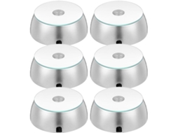 Bases Iluminação Led Redonda Delicada Colorida Conjunto 6 Plástico Prateado Cristais 3d Exibição Obras Base GOKOCO