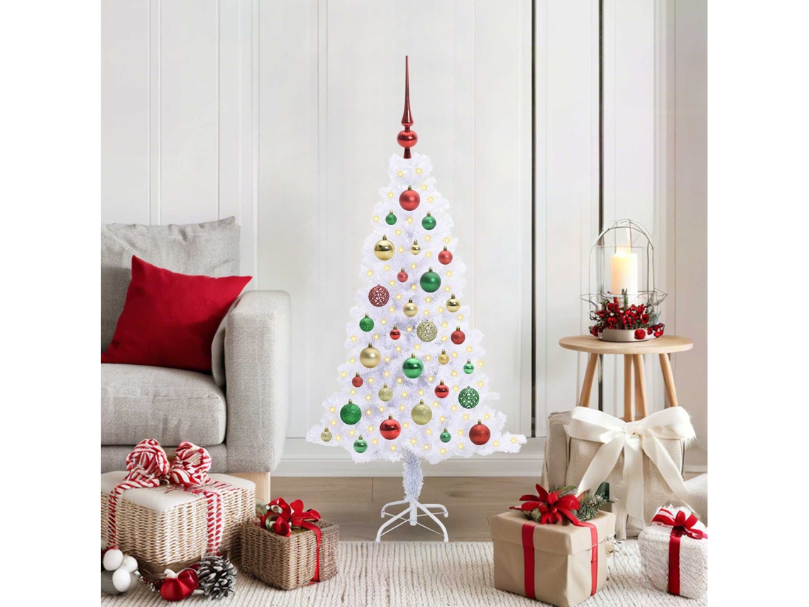 Vidaxl Árvore De Natal Artificial Com 150 Leds Branco 120 Cm Pvc E Aço