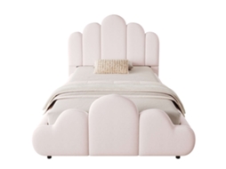 Cama Individual 90x200 Cm - Estofada, Com Cabeceira Acolchoada E Cantos Arredondados - Rosa