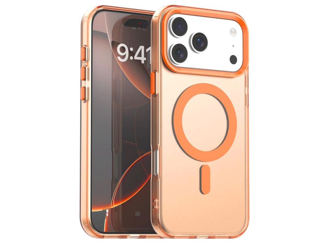 Capa Híbrida Para Iphone 17 Pro - Pc E Tpu Com Magsafe | Candy Design - Laranja