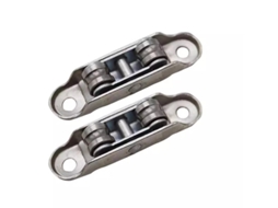 Conjunto de 10 roletes silenciosos em aço inoxidável e cobre, adequados para portas residenciais e comerciais, com fixação por parafuso.