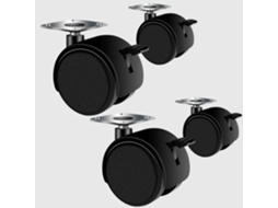 Conjunto De 4 Rodízios Giratórios De Nylon De 3,8 Cm, Com Freio