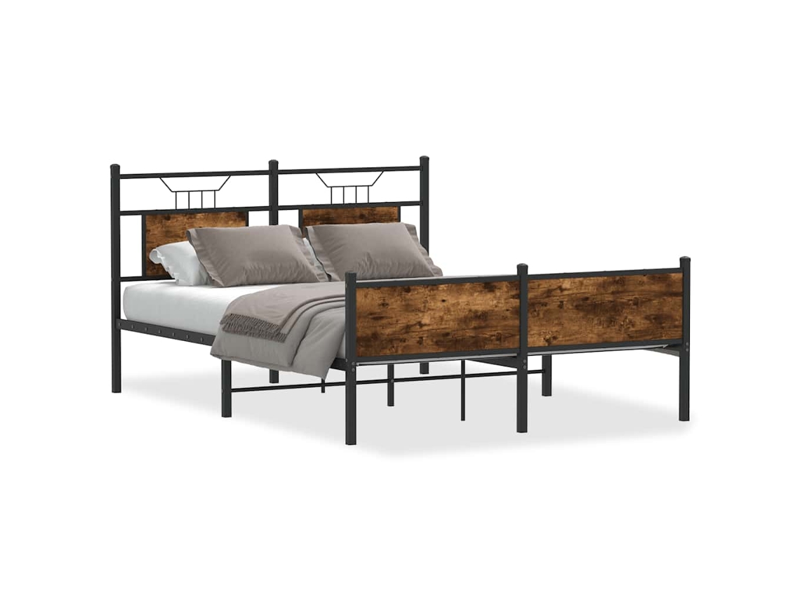 Bed Frame, Bed Frames Vidaxl Marrom Madeira Processada (140 X 200 Cm)