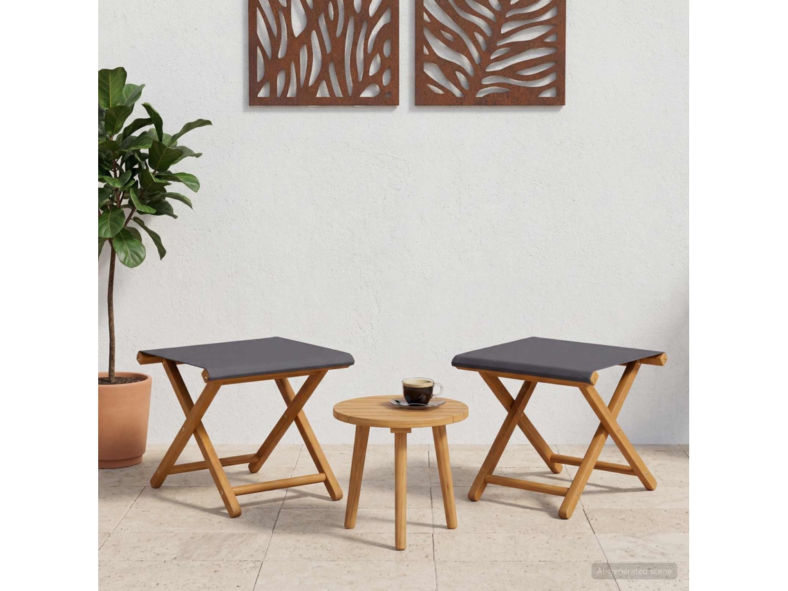 Vidaxl Cadeira De Deck 2 Pcs Madeira Sólida De Eucalipto Cinzento