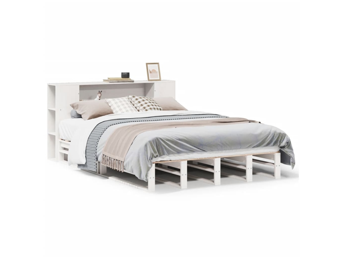 Cama com Estante Sem Colchão Madeira Maciça Branco 135x190 cm MAISON EXCLUSIVE (0)