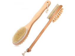 Escova De Banho Com Cabo Longo E Cerdas Naturais Para Esfoliação Corporal