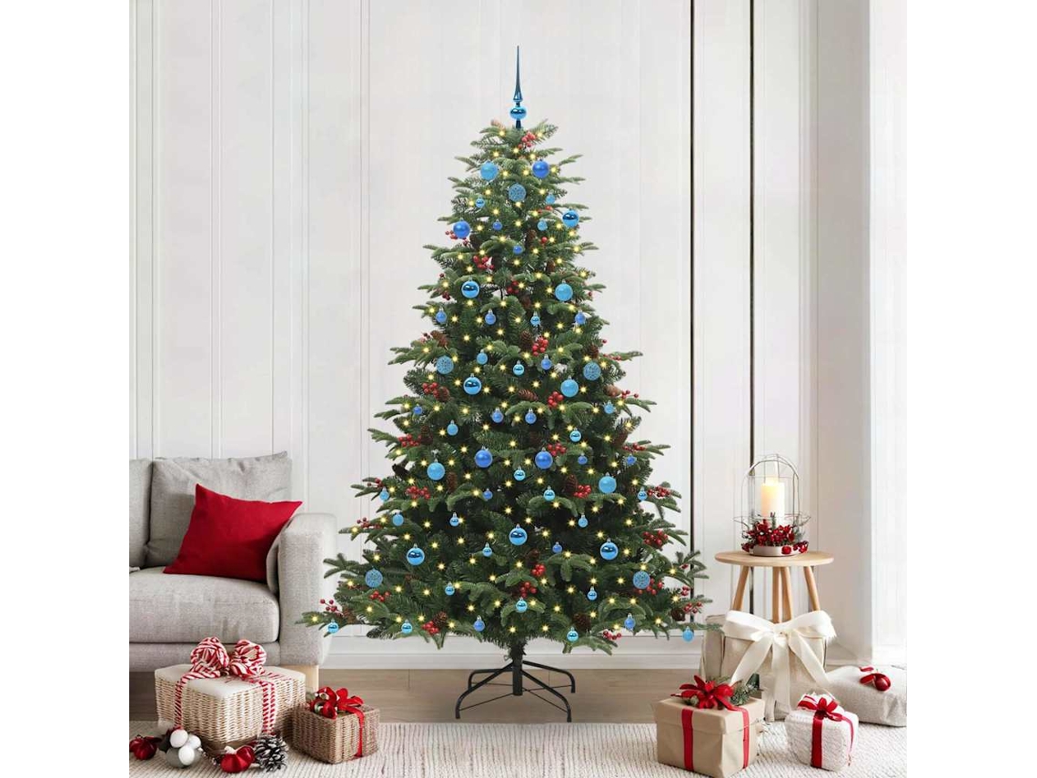Vidaxl Árvore De Natal Artificial Verde 210 Cm Pvc, Metal E Plástico