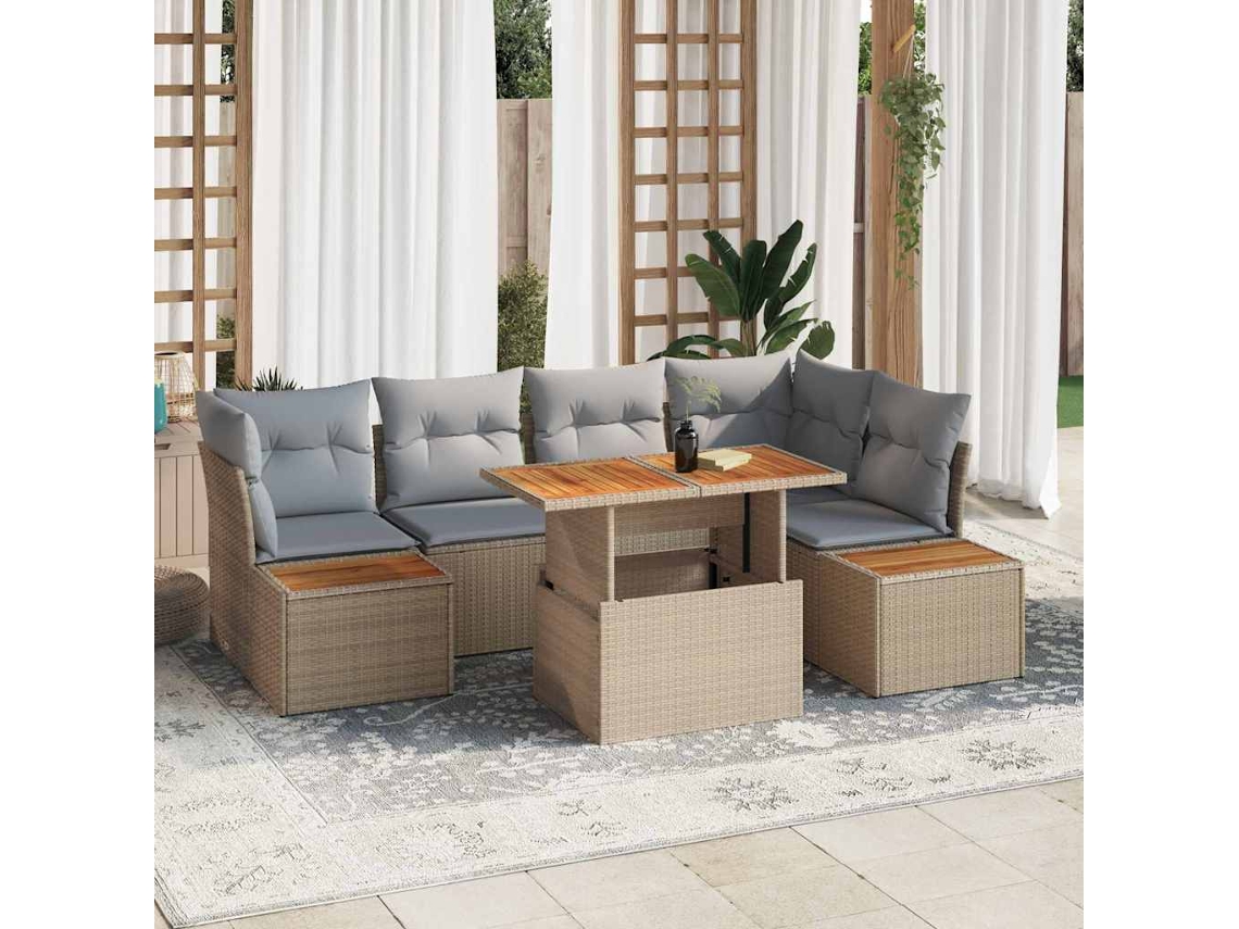 Vidaxl Conjunto De Sofá De Jardim 10 Pcs Bege Rattan Sintético