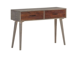 Vidaxl Mesa Consola 110x35x75 Cm Mangueira Maciça Áspera Cinzento