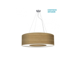 Candeeiro Suspenso Grande Haiti Cromo/madeira Clara 4xe27 Fabrilamp (40<120xø80x80cm)