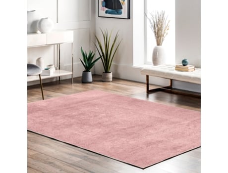 Rugura - Tapete Moderno Para Sala De Estar, Liso, Lavável, Antiderrapante, Pelo Curto, Macio, 200x290 Cm, Rosa