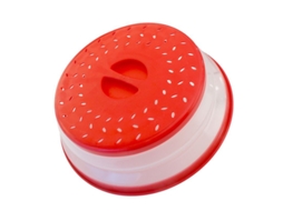 2026 tapa para Pratos de Micro ondas Dobrável de 10,5 Polegadas, Anti derramamento, Ventilada, Sem Bpa, Não Tóxica, Vermelha, 2 Peças