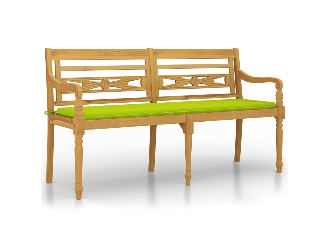 Maison Exclusive - Banco Batavia C/ Almofadão Verde Brilhante 150 Cm Teca Maciça