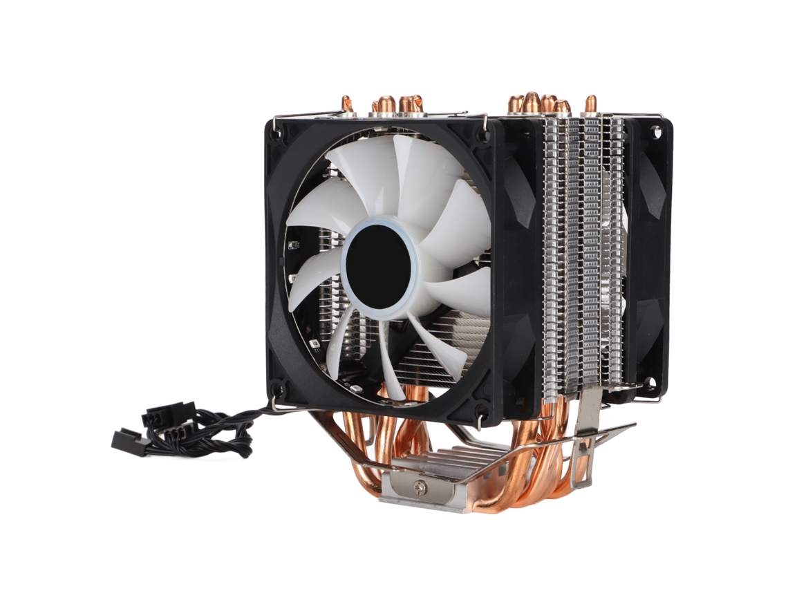Resfriador De Cpu 6 Tubos 90mm 3 Pinos Rgb Duas Ventoinhas Para Intel Lga775/1155/1156 Amd Am2/am3