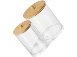 Organizador Algodão Porta Absorventes Interno Portátil Redondo Tamanho Médio Acrílico Tampa Bambu Prova Poeira GOKOCO