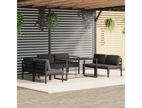 Conjunto de Relax com 7 Peças com Almofadas (64,5 x 70 x 64,5 - Alumínio - Cinzento)