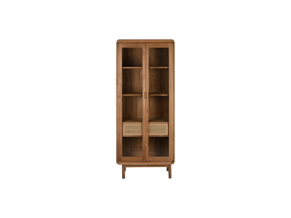 Vitrine ALEXANDRA HOUSE LIVING em Madeira Teca com vidro natural (80x45x190cm)