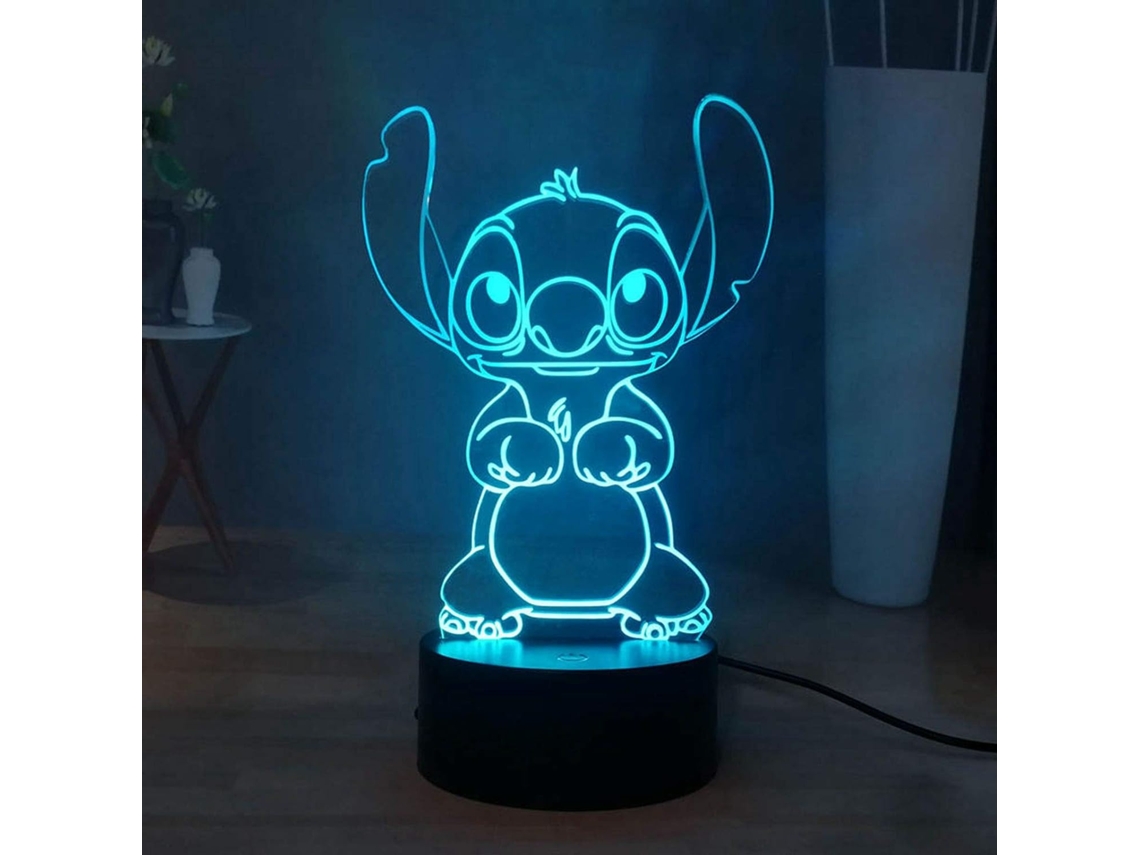 Luminária 3D Do Stitch Base Preta Toque Controle Remoto de 16 Cores Estilo 1 ZMDECQNA