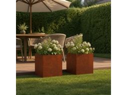 Vidaxl Vaso De Jardim 2 Unid. Ferro Enferrujado 35 X 35 X 35 Cm