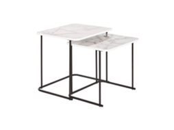 Conjunto de 2 Mesas Laterais de MDF com Imitação de Mármore, 51x43x49cm ALEXANDRA HOUSE LIVING