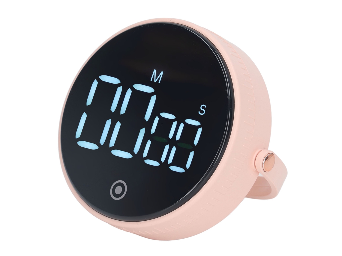 Temporizador Digital De Cozinha Magnético Com Display Led Grande Contagem Regressiva Volume Ajustável Rosa