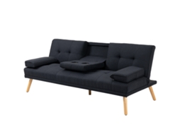 Schlafsofa, Gästebett, Verstellbare Rückenlehne, Klappbarer Tisch, 181x77x78 Cm, Preto