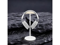 Suporte Para Headphone,base Sólida, Design Nogueira + Alumínio, Universal Over-ear Branco