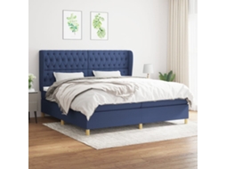 Vidaxl Cama Com Molas/colchão 200x200 Cm Tecido Azul