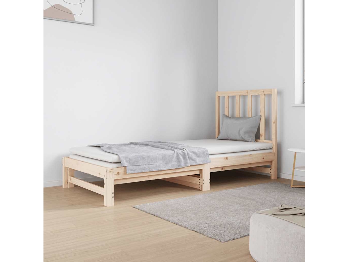 Vidaxl Estrutura Sofá-cama De Puxar 2x(90x190) Cm Pinho Maciço