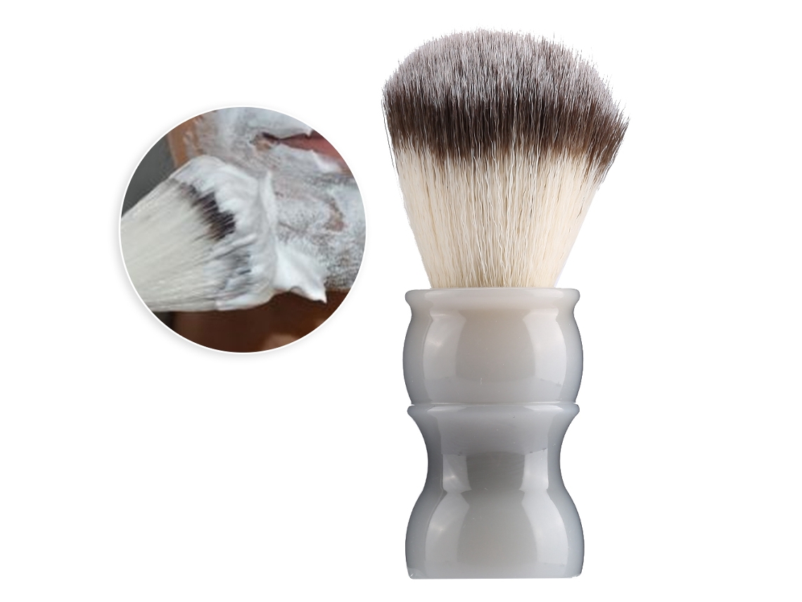 2026 pincel de Afeitar Profesional Barbilla Con Pelo de Nylon Denso para Hombre Bigote Cepillo Gris Blanco Portátil