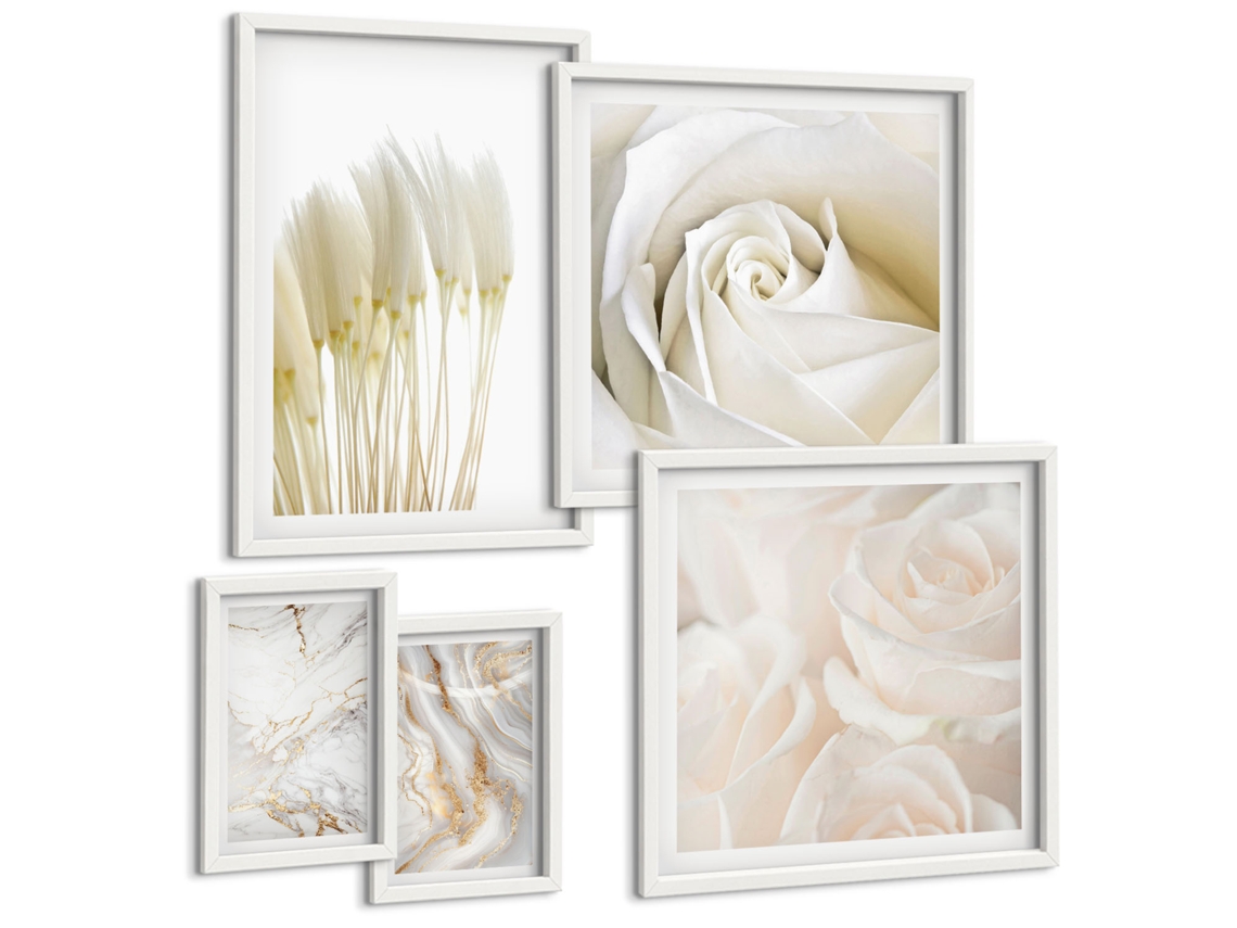 Pinturas Murais Modernas Padrões Elegantes De Mármore Moldura Branca Imagens Para Um Quarto Infantil Espelharte (conjunto De 5 Imagens)