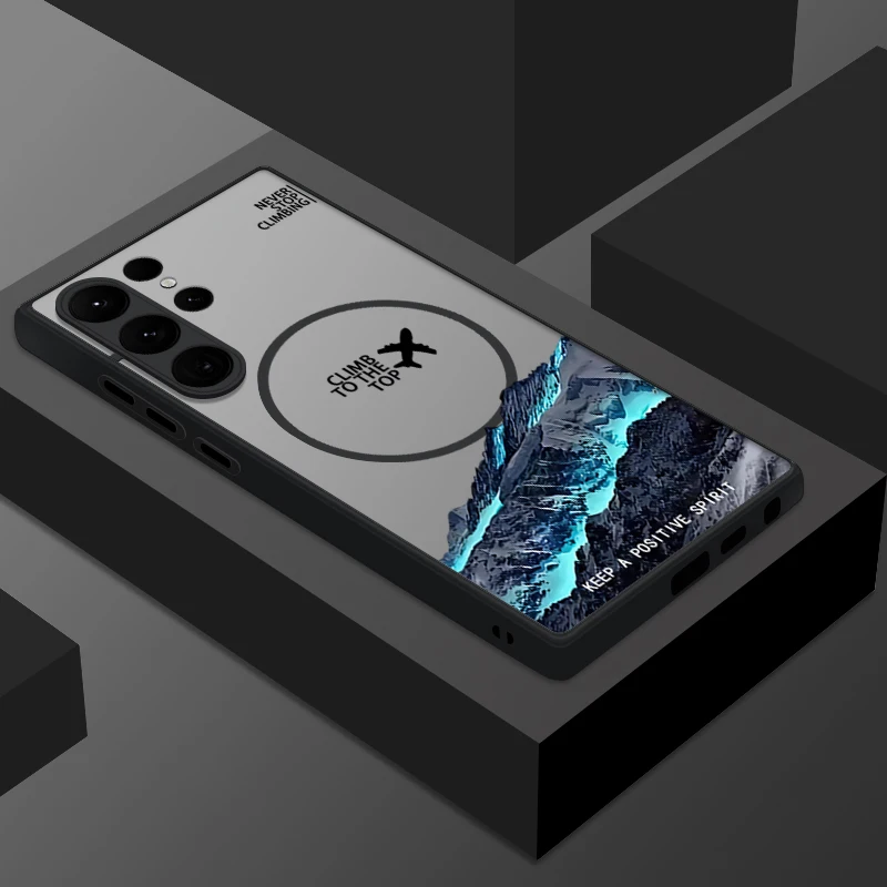 Capa Magnética Para Celular Galaxy S23 Com Estampa Criativa De Avião (preta), Acabamento Fosco.