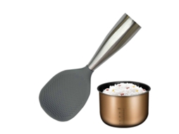 Colher De Silicone Para Cozinhar Com Cabo Ergonômico Antiderrapante, Resistente Ao Calor E Antiaderente, Cor Cinza.