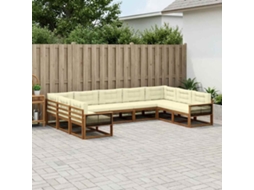 Vidaxl Conjunto De Sofás Para Exterior 9 Pcs Natural E Creme
