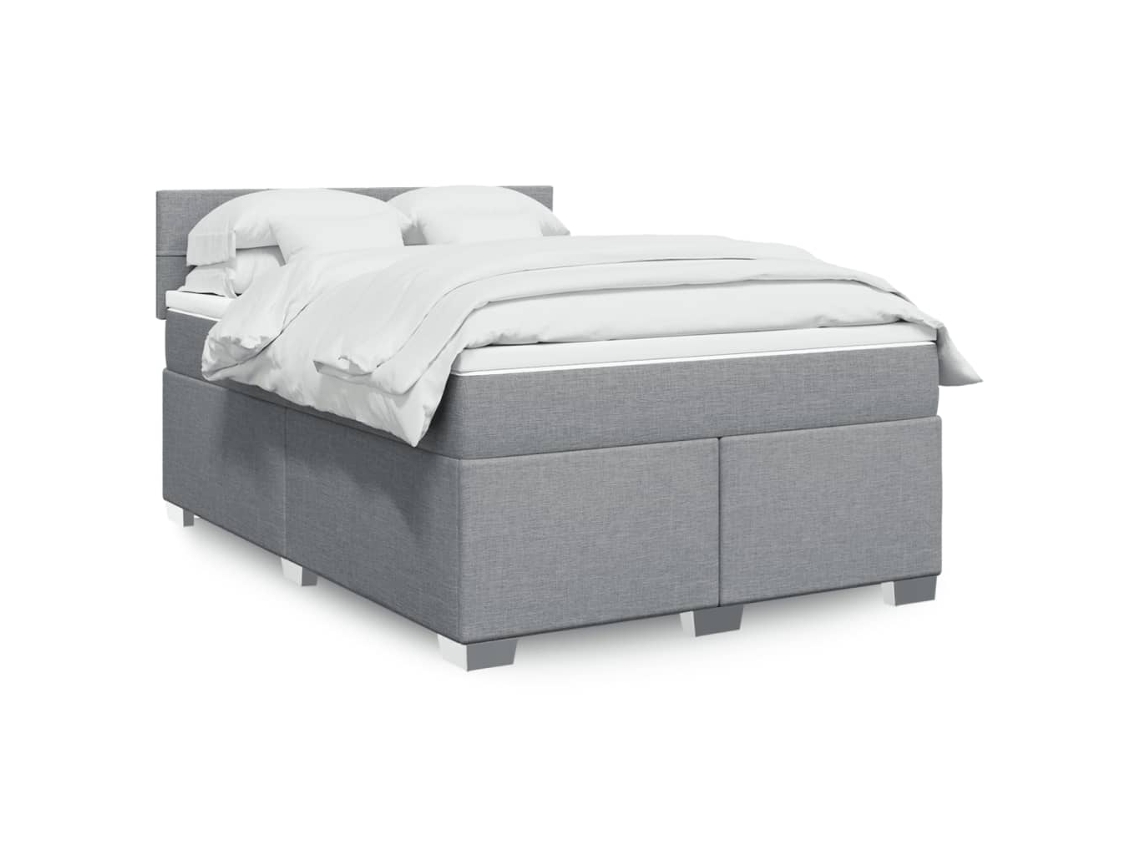 Vidaxl Cama Com Molas/colchão 140x200 Cm Tecido Cinzento-claro