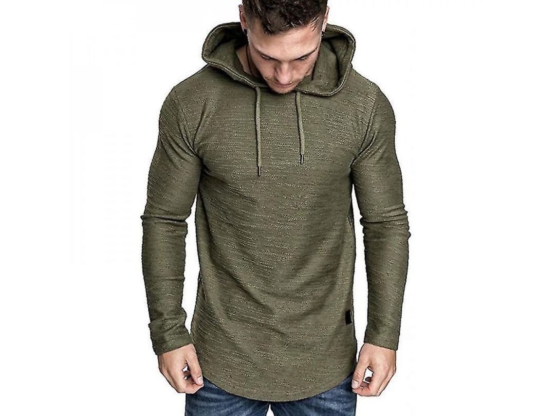 Camiseta de Manga Longa con Capuz, Casual y Esportiva, Verano 2022, Verde Ejército XXL S/MARCA