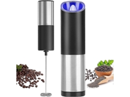 Conjunto De Batedor De Leite Portátil E Moedor De Pimenta Elétrico Para Latte, Cappuccino, Matcha E Chocolate Quente Aquaforge