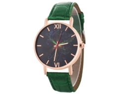 Reloj De Pulsera De Aleación Con Dial Redondo Analógico De Cuarzo Moderno (verde)
