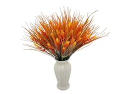 Plantas Artificiais para Exterior, 10 Flores Artificiais Resistentes a Raios Uv, Grama Artificial para Varanda e Jardim, Laranja AQUAFORGE