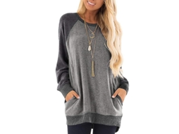 2026 sudadera de Manga Longa para Mulher com Bolsos e Blocos de Cor, Tecido Suave e Casual, Tamanhos S 2xl