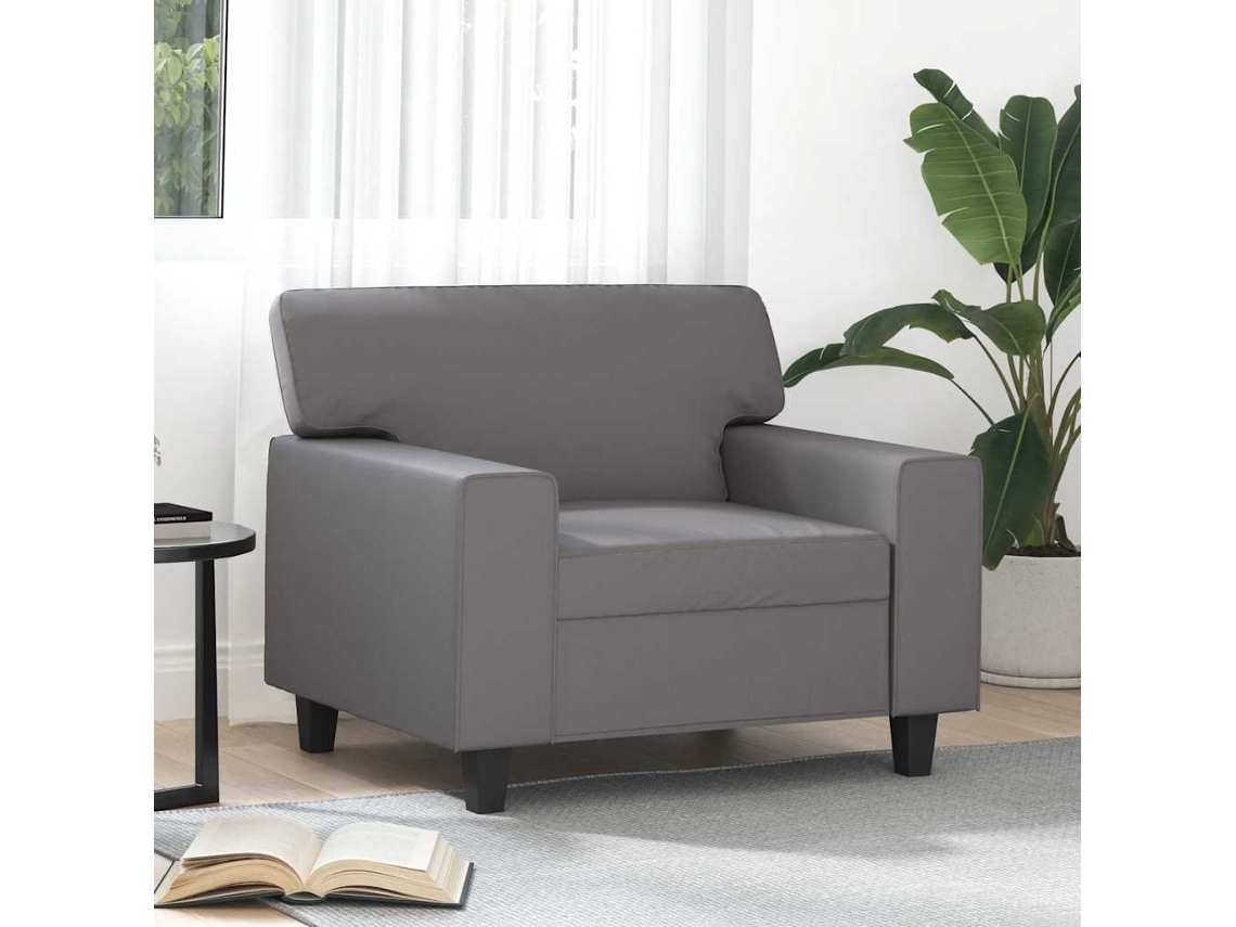 Vidaxl Poltrona 60 Cm Couro Artificial Cinzento