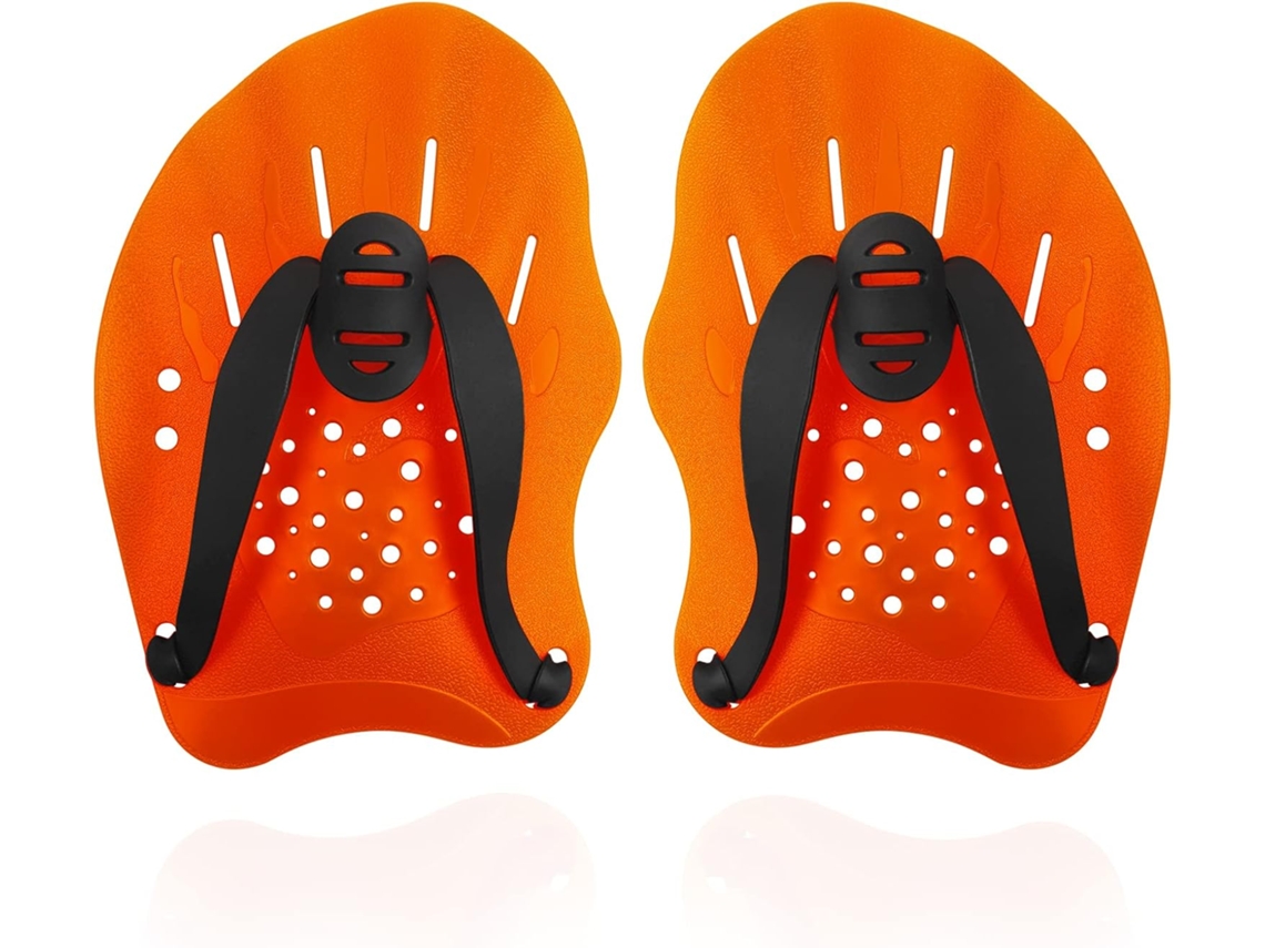 Nadadeiras de Mão BRILVIBERA para Treinamento, Ajustáveis, Laranja